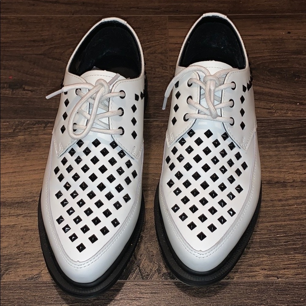 white & black dr martens creepers